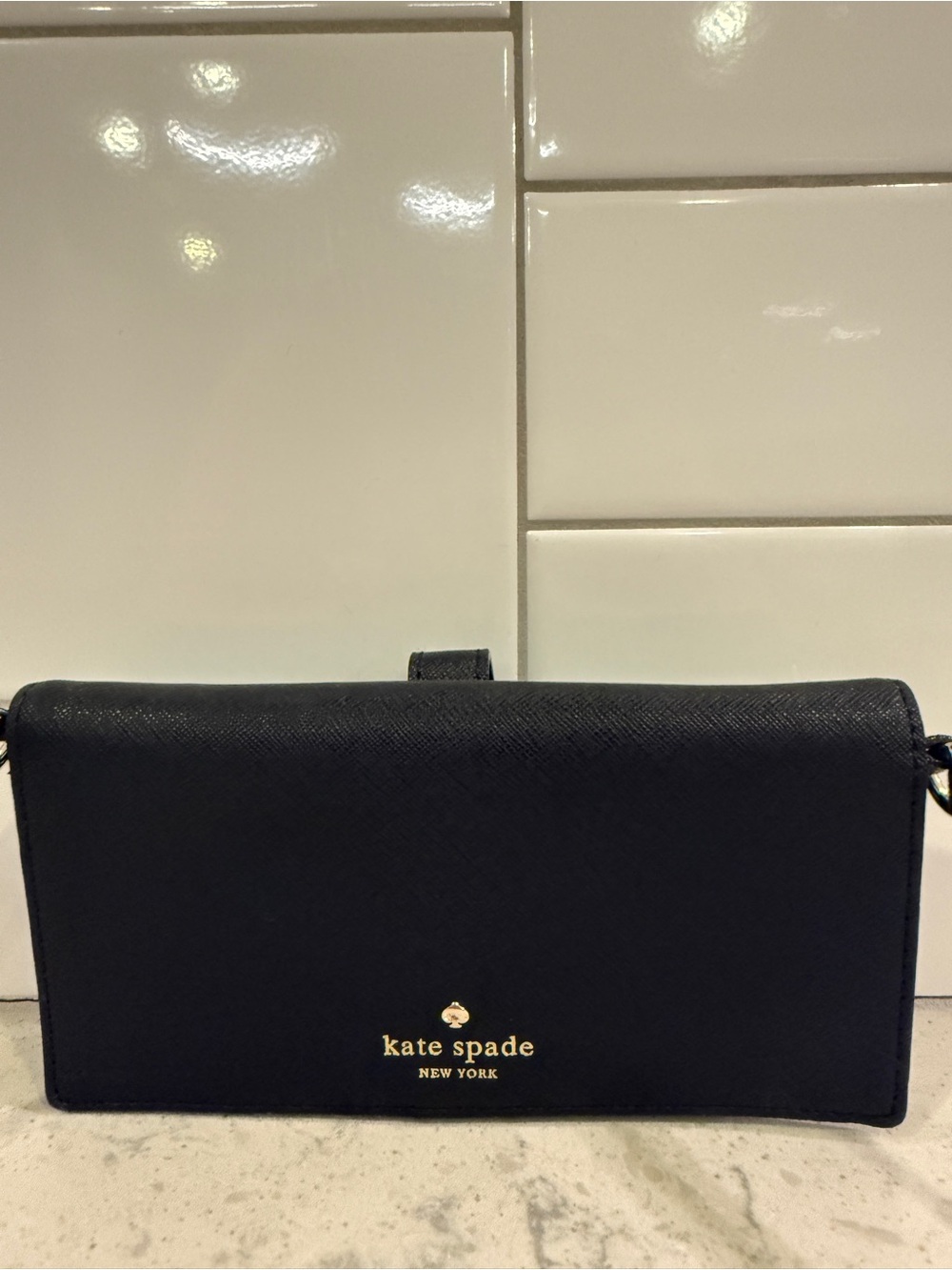 KATE SPADE Black Saffiano Leather Crossbody Wallet Bag - Picture 2 of 7